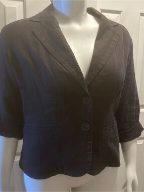 Moschino Dark Brown Single-Breasted Linen Blazer
